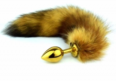 adult  tail anal plug with metal butt plug