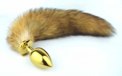 adult  tail anal plug with metal butt plug