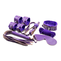 Male Female Leather Restraint 7 Units Bondage Set,