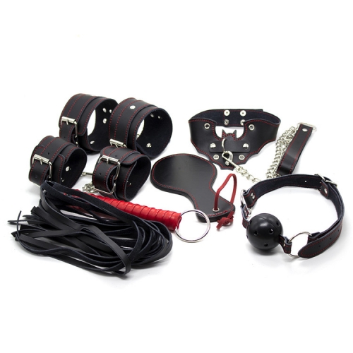 Adult SM PU Leather Sex Bondage 10pcs Fetish Set for Sex Toys