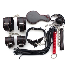 Adult SM PU Leather Sex Bondage 10pcs Fetish Set for Sex Toys