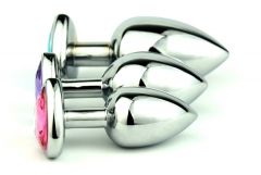 3 Size Women and Men Silver Heart Shape Anal Butt 