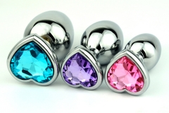 3 Size Women and Men Silver Heart Shape Anal Butt Plug