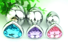 3 Size Women and Men Silver Heart Shape Anal Butt Plug