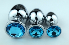 Cheap Stainless steel Sex toy Thress Size with colorful Jewelery Butt Plugs