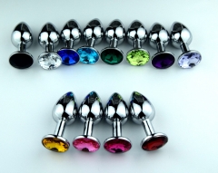 Cheap Stainless steel Sex toy Thress Size with colorful Jewelery Butt Plugs