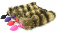 medical silicone sex massager fox tail anal butt plug