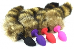 medical silicone sex massager fox tail anal butt plug