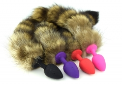 medical silicone sex massager fox tail anal butt plug