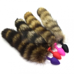 medical silicone sex massager fox tail anal butt p